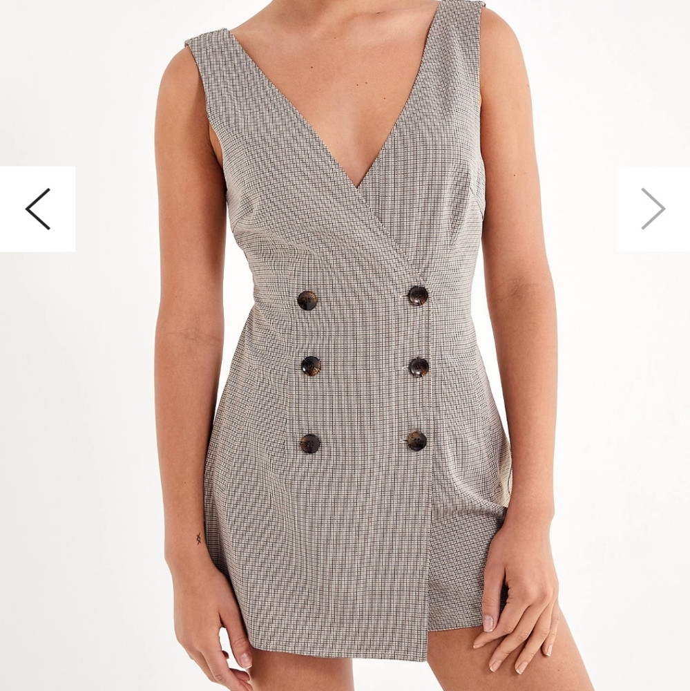 Plaid Wrap-Front Skort Romper